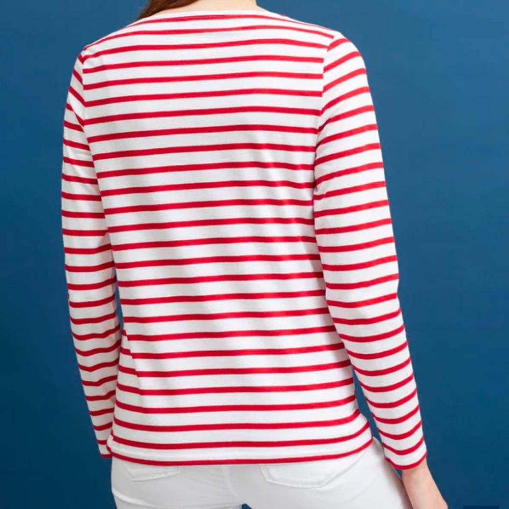 Saint James Red and White Striped Long Sleeve Tee - Picture 2 of 9